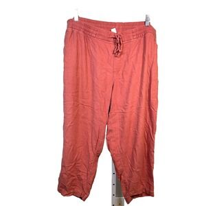 Old Navy linen wide leg pants 2X Drawstring causal lounge XXL Women's Orange